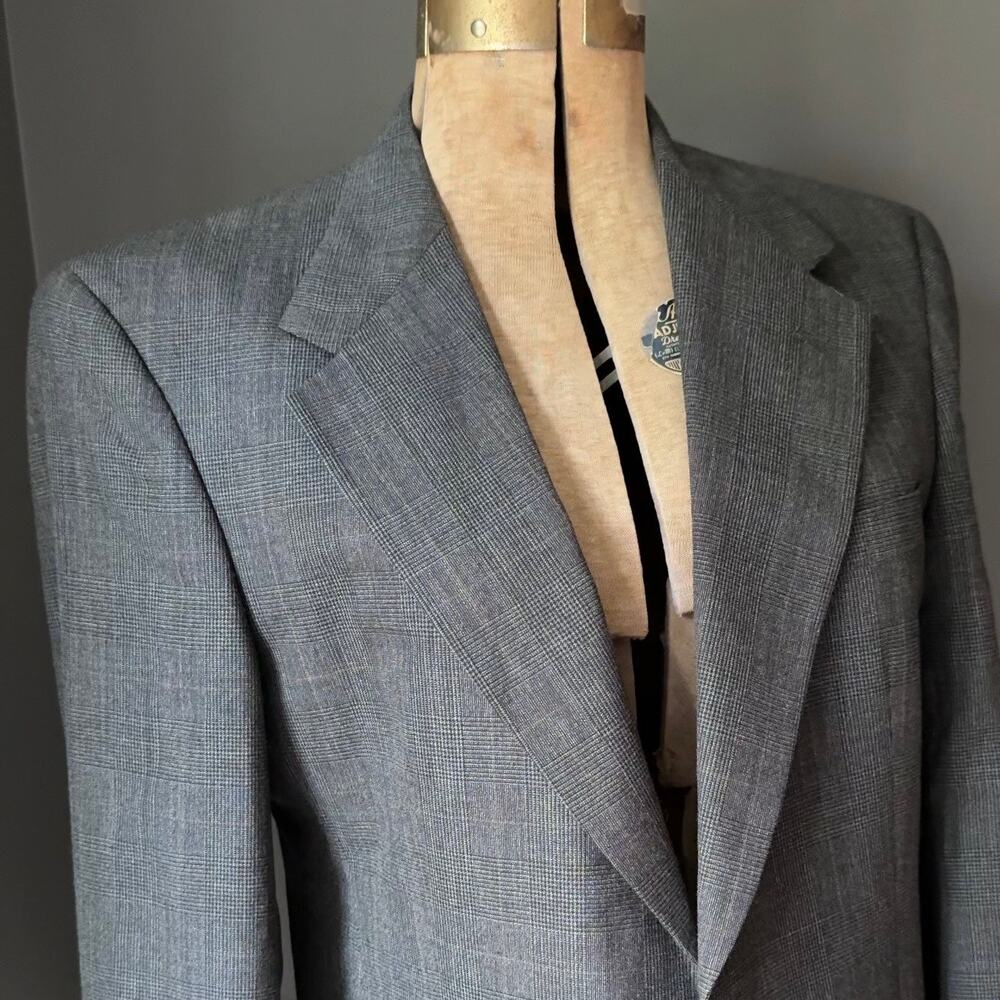 Austin Reed Wool Glen Plaid Blazer Oversized Women’s M Gray Charcoal